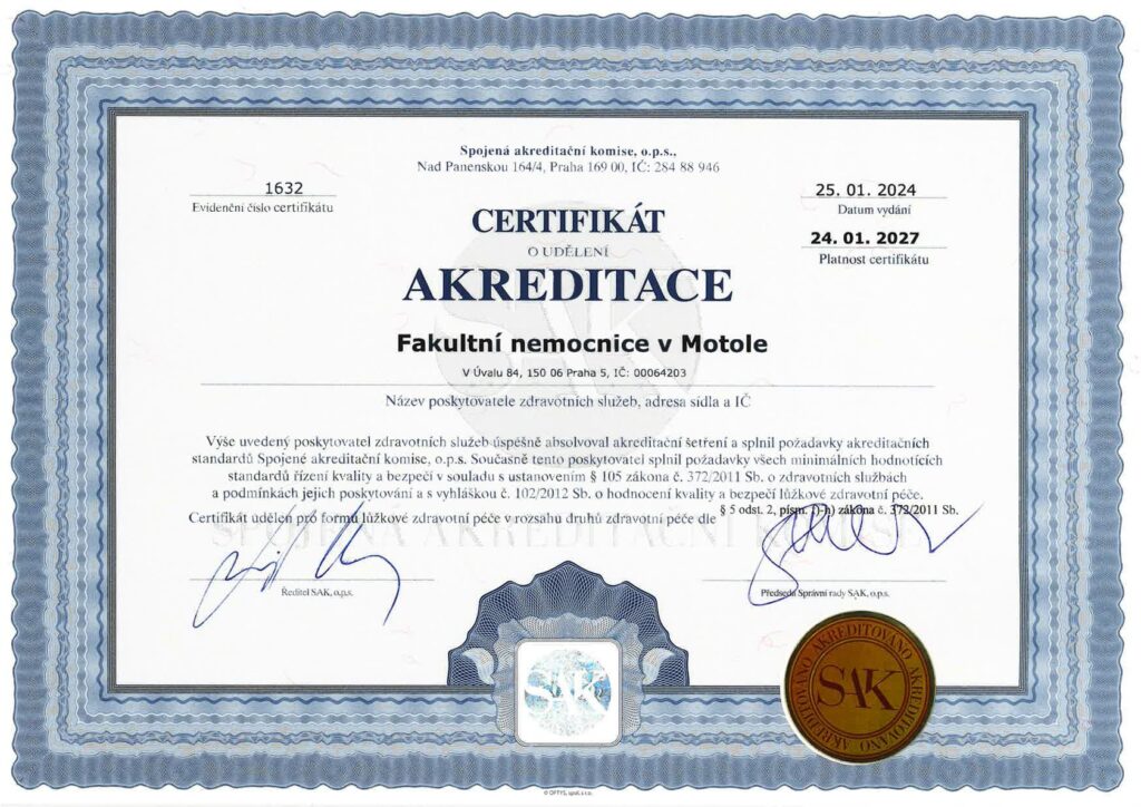 Certifikát akreditace 2024